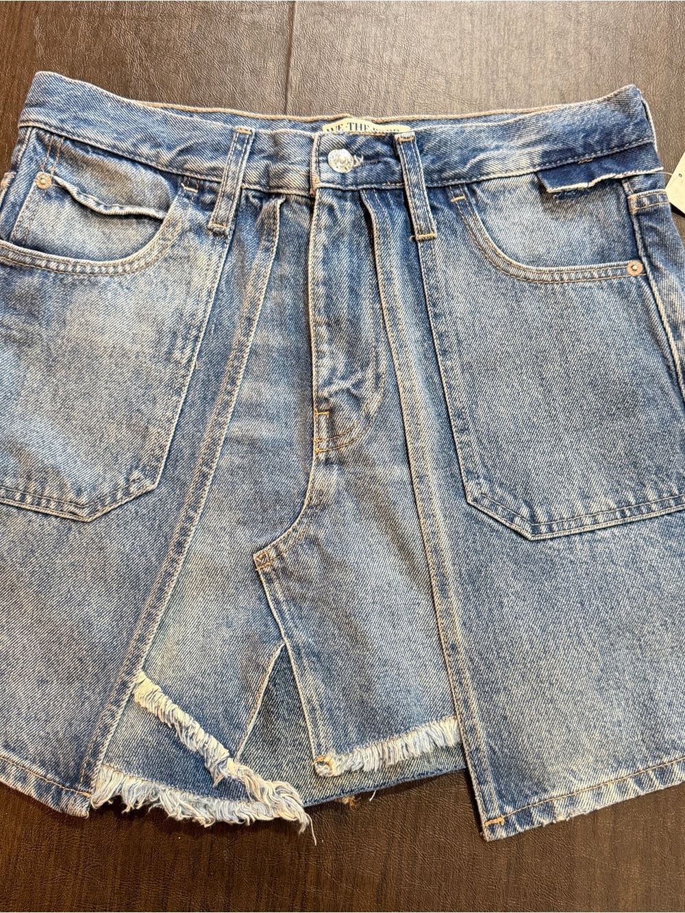 Free People We The Free Bare With Me Blue Denim Skirt Sz 28 NWT
